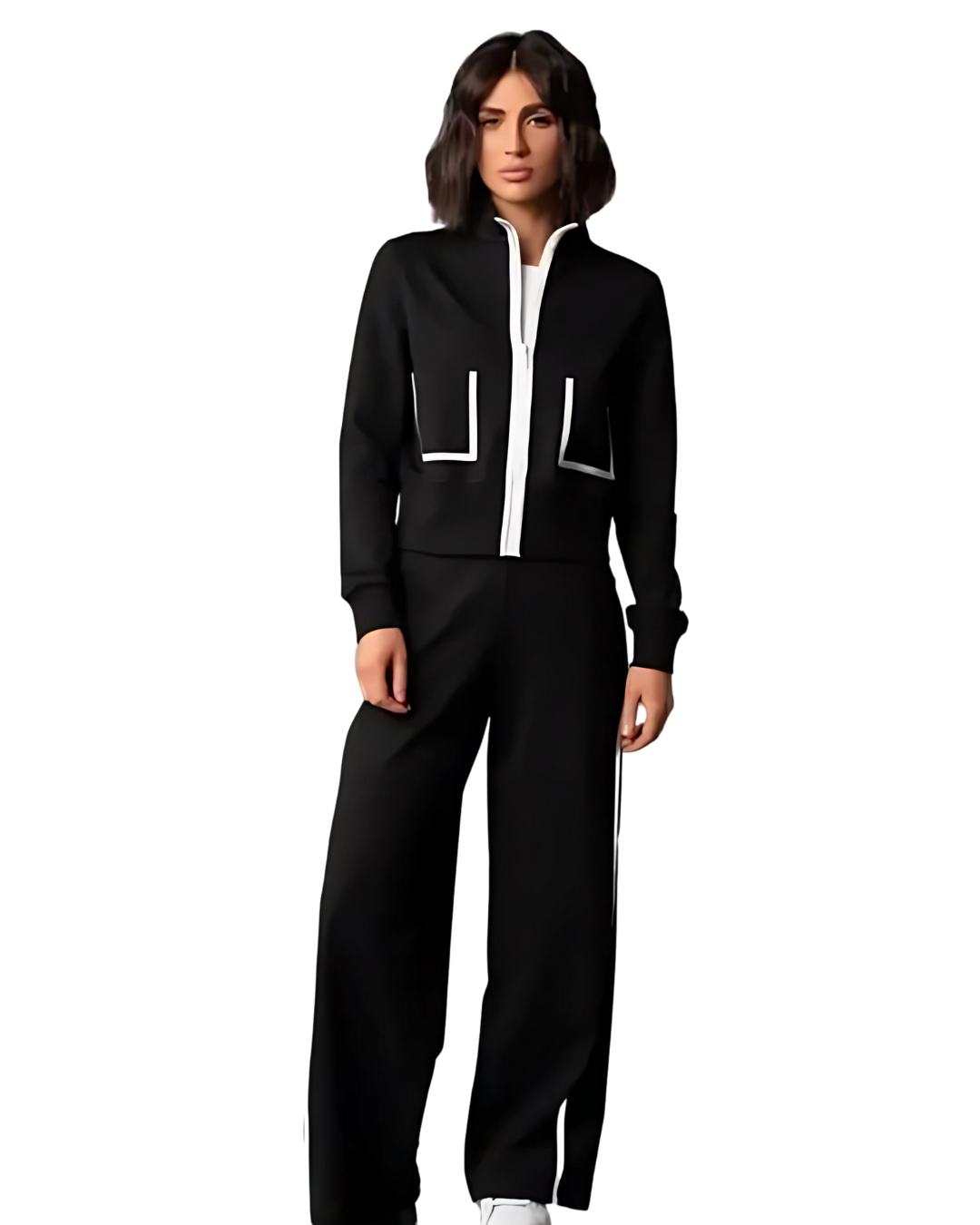 Contrast Print Zipper Co - Ord Set