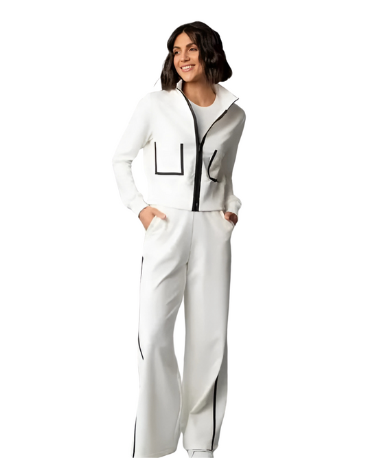 Contrast Print Zipper Co - Ord Set